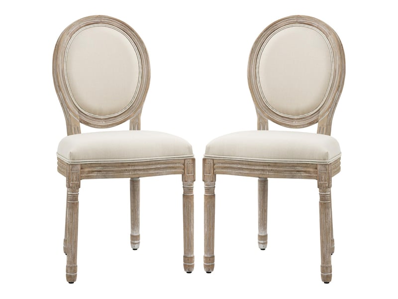  Lot de 2 chaises de salle à manger tissu aspect lin et bois 49 x 56 x 96 cm  - Conforama B
