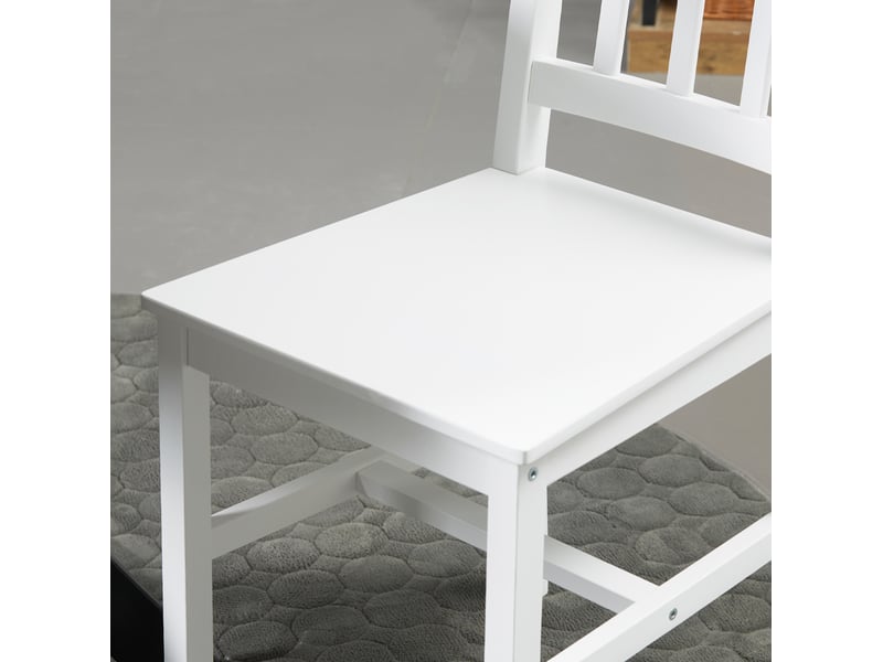  Lot de 4 chaises de salle à manger 46,5x41x85,5 cm en bois blanc, dossier ajouré  - Conforama E