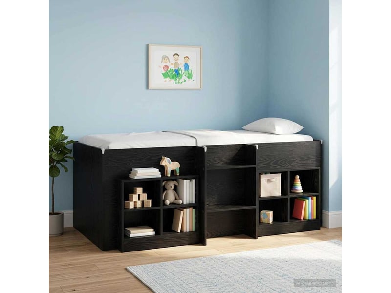  Armoire de lit avec étagère 2 pièces chêne noir 66x33x48 cm  - Conforama B