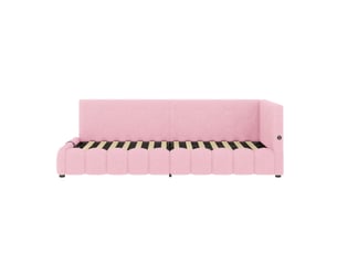 Lit coffre 90x200 cm <strong>ZOVIRA</strong>  <strong></strong> coloris rose