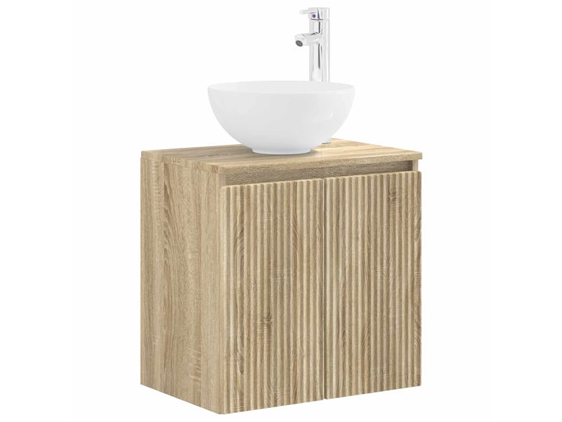 Vanité de lavabo mural, meuble de rangement chêne sonoma 49.5x35x63 cm - Conforama A
