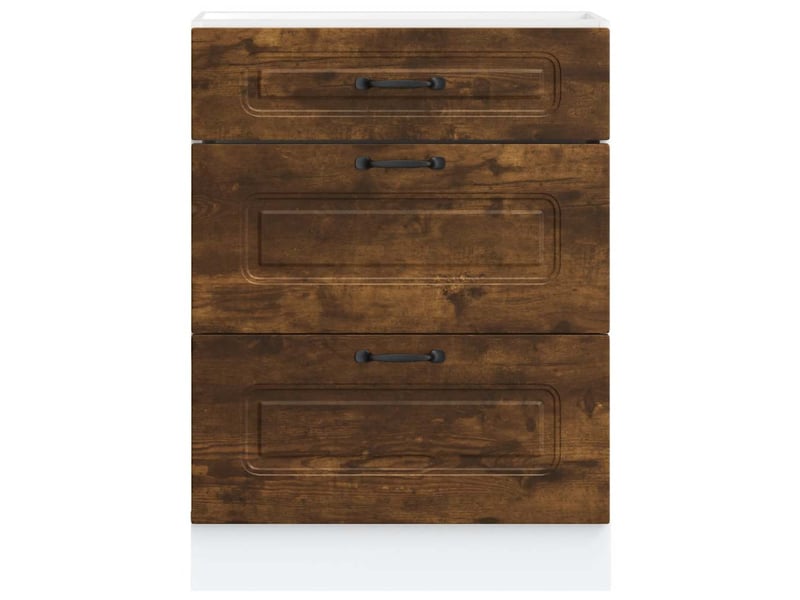 Meuble de rangement, armoire de cuisine kalmar chêne fumé bois d'ingénierie shl125 - Conforama D