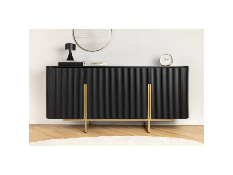  Buffet 160 cm 4 portes noir et doré – collection orion  - Conforama B
