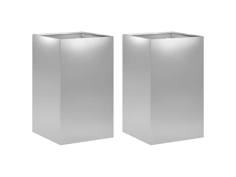  Jardinière - cache-pot de jardin 2 pcs argenté 30 x 30 x 50 cm  - Conforama A