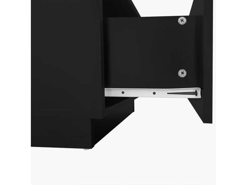  Table basse avec 2 tiroirs, niche ouverte et led pour salon 100×50×35,5 cm en panneaux de particules noirs  - Conforama D