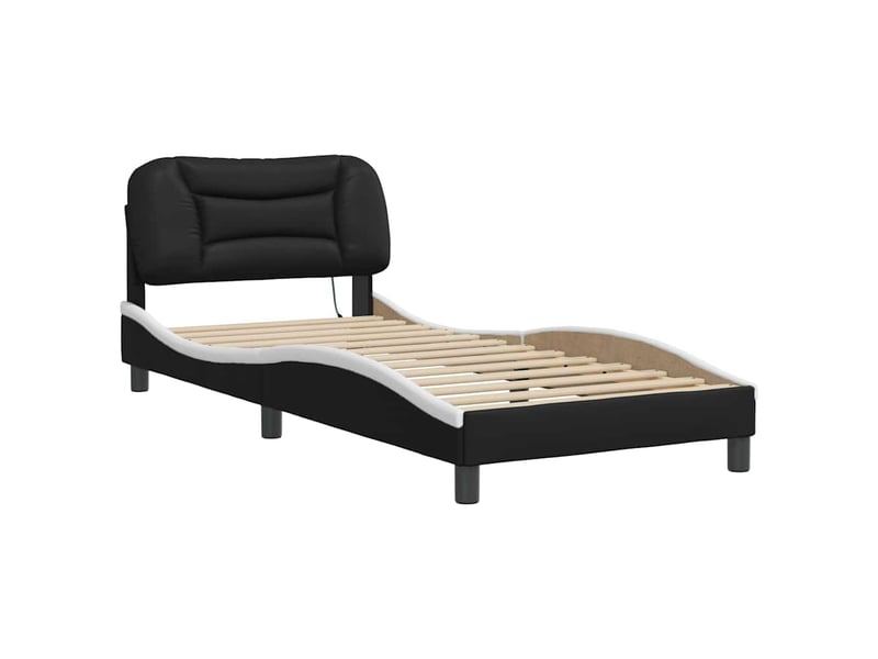 Lit simple- lit adulte -  cadre de lit avec led sans matelas hvar noir et blanc 80x200 cm  - Conforama B