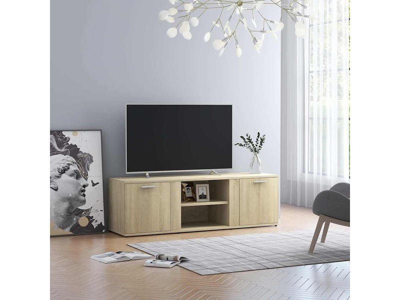  Meuble tv - banc tv - meuble de rangement chêne sonoma 120x34x37 cm bois d’ingénierie  - Conforama D