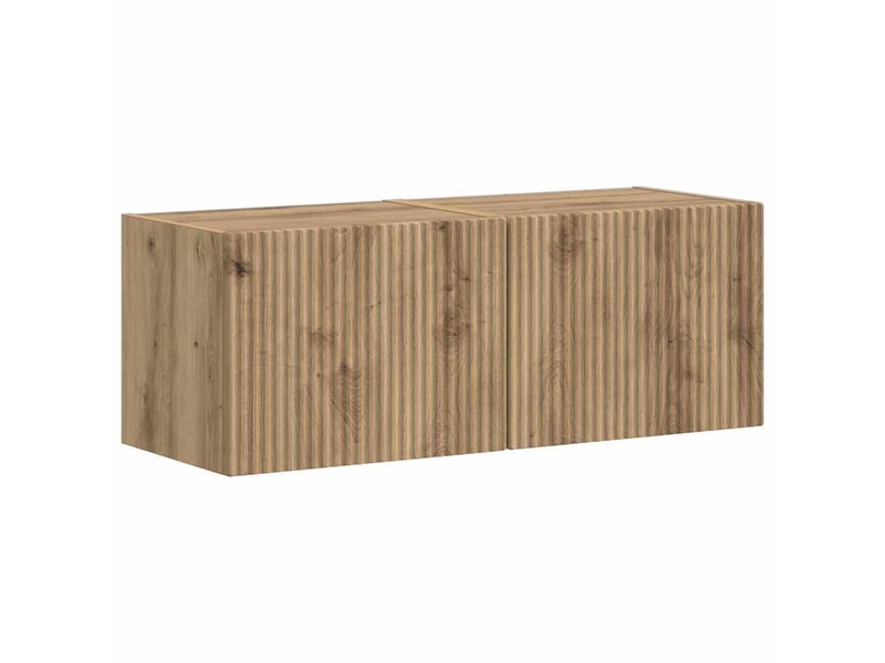  Meuble tv - banc tv - meuble de rangement mural 2 pcs chêne artisan bois d'ingénierie  - Conforama A