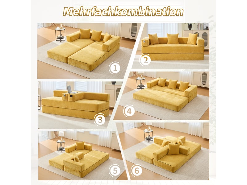  Canapé modulable, canapé de salon — en chenille, poches latérales, base antidérapante  - Conforama W