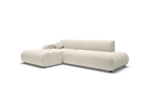 Canapé d'angle gauche convertible SELSEY Arione 3 places Tissu beige avec coffre de rangement