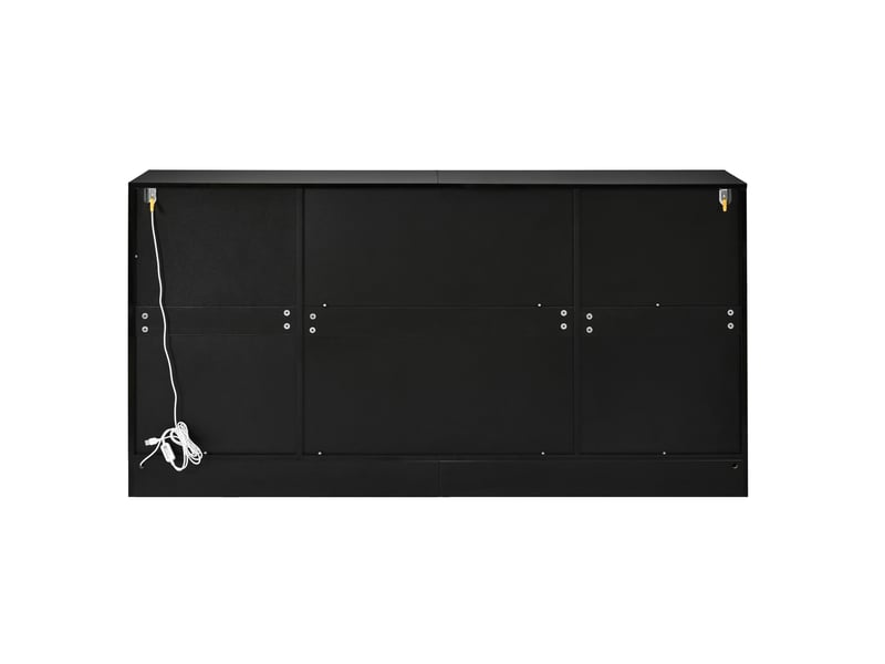 Buffet tcqpz 150 x 40 x 75 cm avec vitrines led réglables par application noir brillant - Conforama B