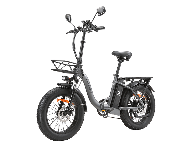  Vélo électrique pliant sinohon b20, 20po fat bike, 7 vitesses, gris  - Conforama D