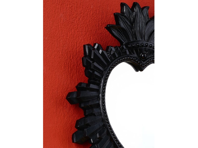  Miroir suspendu en forme de cœur en résine noire – miroir sculpté de style européen – décoration bohème pour salon ou bureau – 20 x 16 cm  - Conforama D