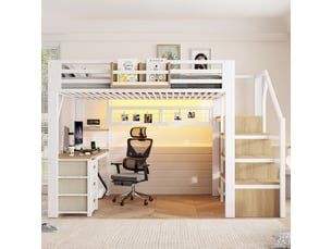 Lit mezzanine 140x200 cm <strong>MIVRAY </strong>  <strong></strong> coloris blanc