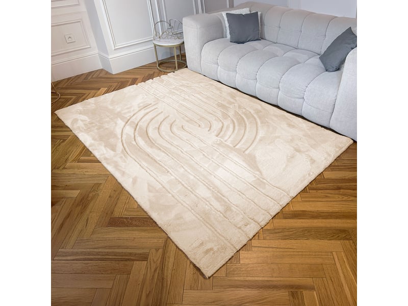  Tapis en tissu doux à motif en relief beige - 160x230 cm  - Conforama C