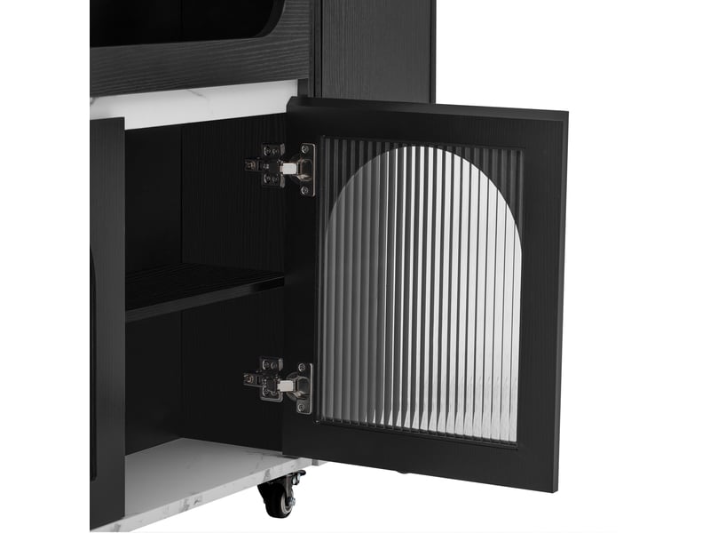 Îlot de cuisine extensible 110,5x50,5x95,5 cm à roulettes avec prises mdf noir - Conforama D