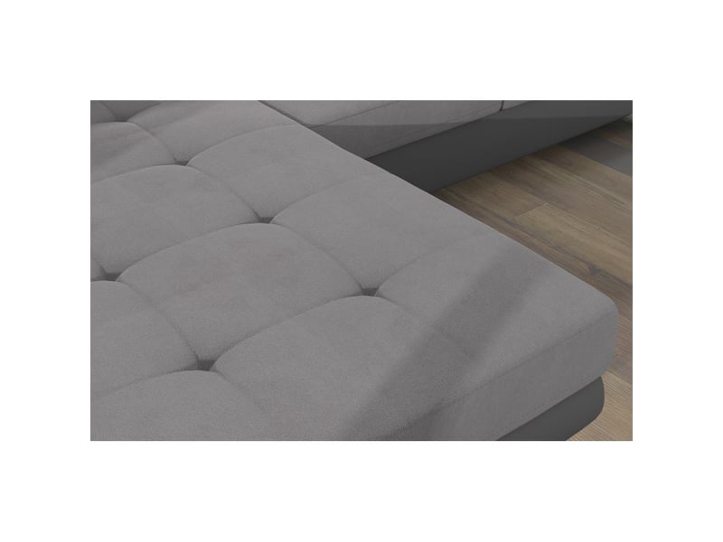 Canapé d'angle convertible amanda gris en tissu effet lin avec coffre  - Conforama D