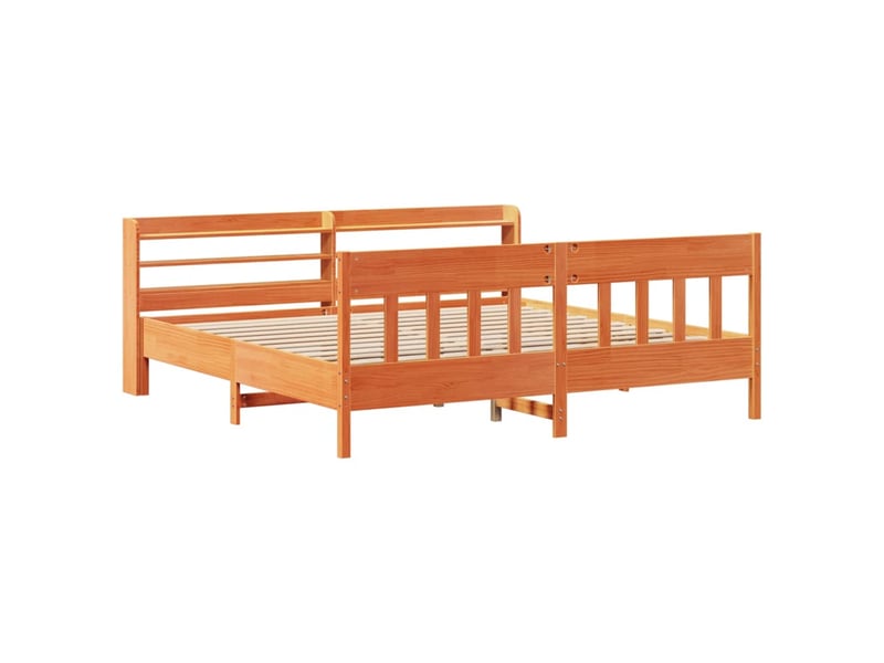  Lit double- lit adulte -  cadre de lit sans matelas  marron 200x200cm bois pin massif  - Conforama B