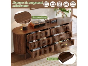 Buffet 0 porte(s)  6 tiroir(s) <strong></strong> <strong></strong> - 160 cm coloris marron 