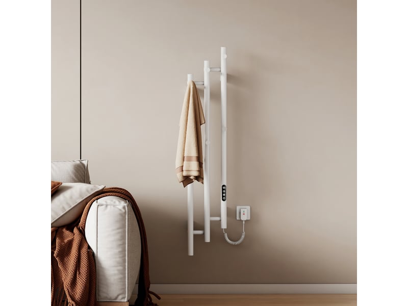  Emke sèche-serviettes électrique 115x21,6 cm, 220w, radiateur salle de bain wifi appalexa, chauffage carbone, blanc  - Conforama B