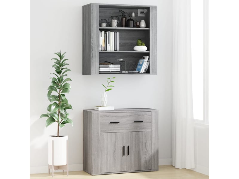  Buffet haut - bahut - meuble de rangement sonoma gris bois d'ingénierie  - Conforama C