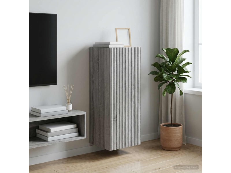  Armoire murale salon 33x34,5x90cm bois d'ingénierie sonoma gris shl2602  - Conforama B