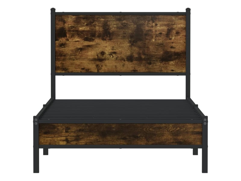  Lit simple- lit adulte -  cadre de lit en métal sans matelas chêne fumé 80x200 cm  - Conforama D