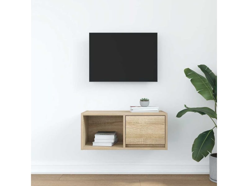  Meuble tv - banc tv - meuble de rangement chêne sonoma 60x31x25,5 cm bois d'ingénierie  - Conforama C