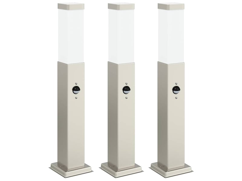  Lot de 3 borne lumineuse avec détecteur 50 cm acier inoxydable ip44  - Conforama A