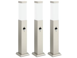 Lot de 3 borne lumineuse avec détecteur 50 cm acier inoxydable ip44