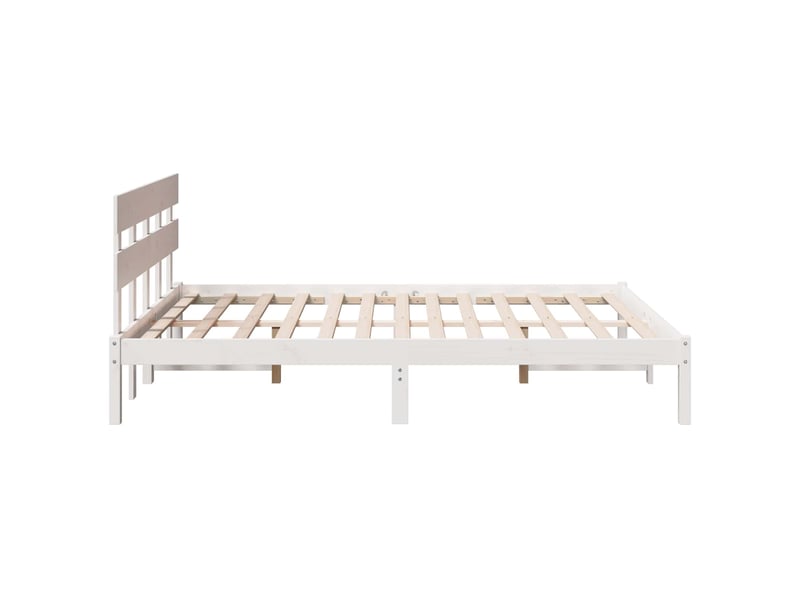  Lit double- lit adulte -  cadre de lit blanc 150 x 200 cm bois de pin massif  - Conforama D