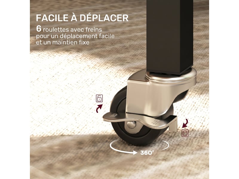  Table à manger pliante sur roulettes pour 4-6 personnes 120 cm, roues avec freins, style industriel, 2 abattants, gris  - Conforama E