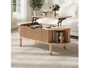 Table basse ovale coloris naturel TCQPZ  - 48 cmx110 cm