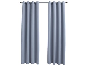 Lot de 2 rideaux occultants, rideaux black-out avec anneaux en métal gris 140x175 cm cf44841