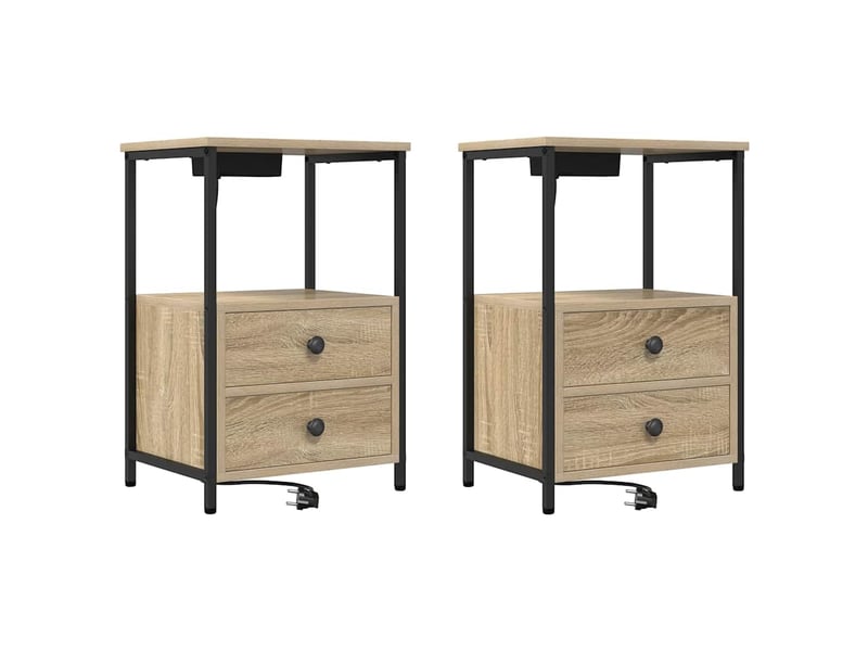 Table de chevet - cabinet de chevet - table de nuit 2 pièces chêne sonoma 40 x 31 x 60 cm - Conforama A