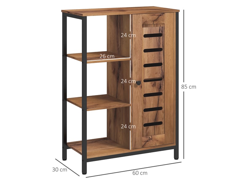 Meuble de salle de bain autoportant de style industriel avec structure en acier, 3 étagères ouvertes, 60 x 30 x 85 cm, brun rustique  - Conforama E
