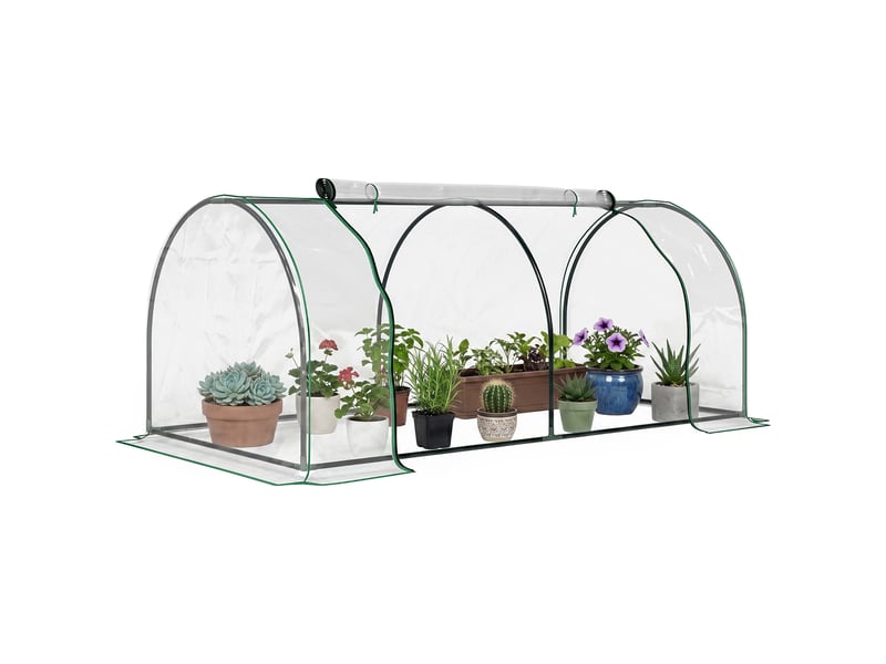 Serre tunnel en acier avec couverture en pvc, 200 x 100 x 80 cm, transparente et verte - Conforama A