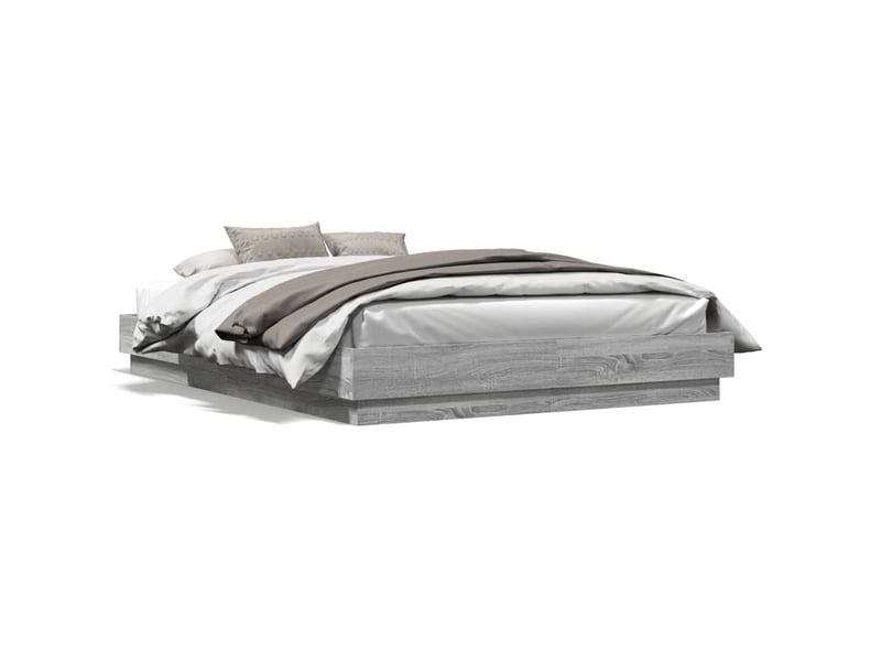  Lit double- lit adulte -  cadre de lit avec led sans matelas sonoma gris 140x200 cm  - Conforama D