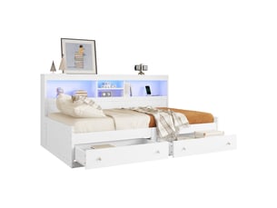 Lit avec rangement 90x200 cm WISHDOR coloris blanc