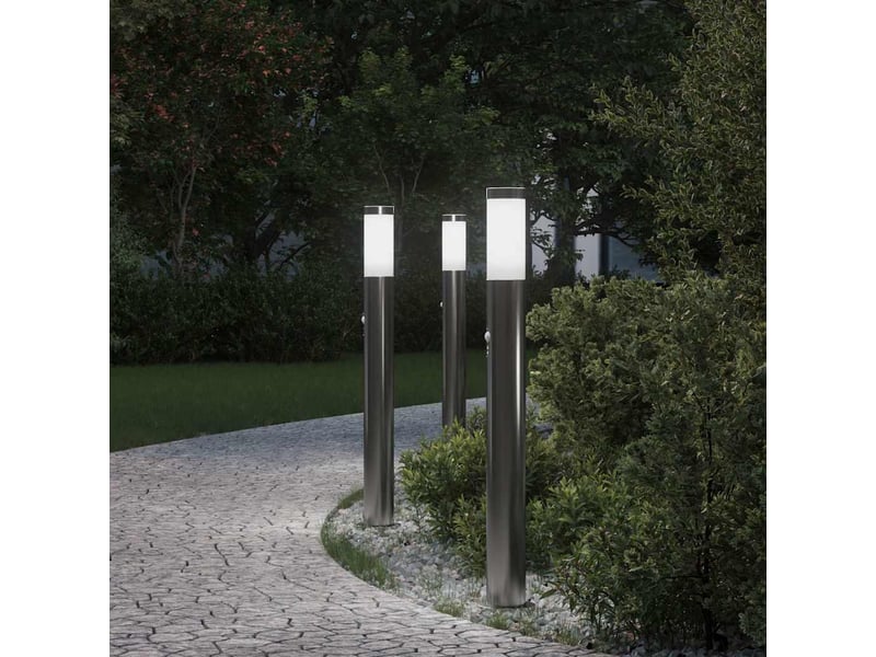 Lot de 3 borne lumineuse avec détecteur 80 cm acier inoxydable ip44 shl98602 - Conforama B