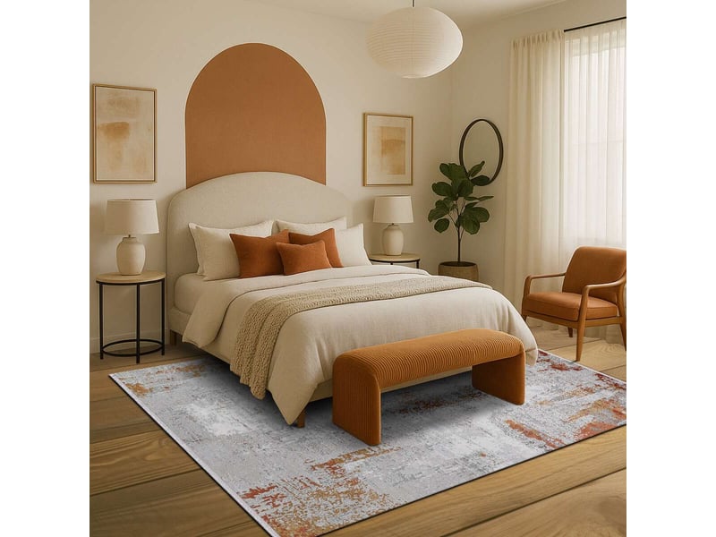  Tapis doux moderne en viscose gris terra 120x180  - Conforama C
