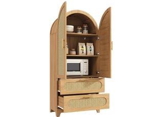 Buffet 2 porte(s) 2 tiroir(s) WISHDOR - 80 cm coloris bois clair