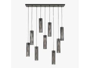 Suspension en tube 9 lampes ajustables en métal noir 100x150 cm