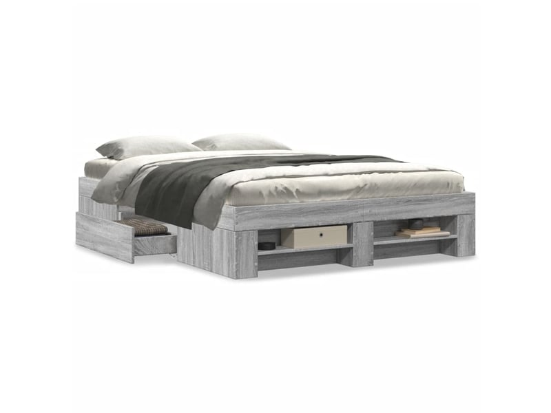  Lit double- lit adulte -  cadre de lit sans matelas sonoma gris 120x190 cm  - Conforama C