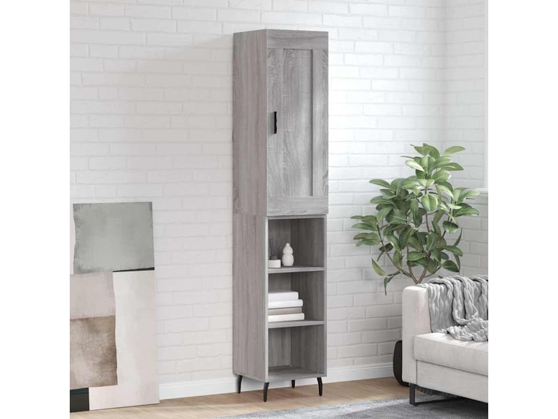  Buffet haut - bahut - meuble de rangement sonoma gris 34,5x34x180 cm bois d'ingénierie  - Conforama B