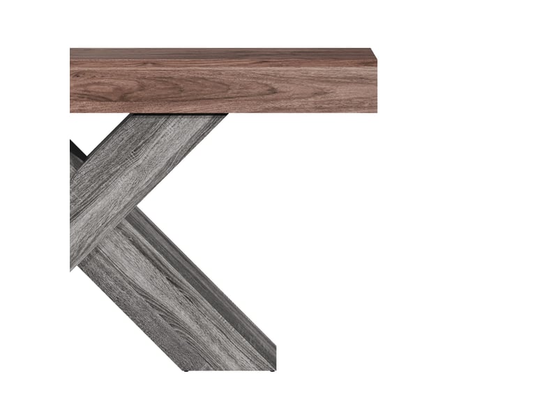  Table console noyer 140 x 30 x 80 cm avec structure croisée en x, plateau épais  - Conforama E