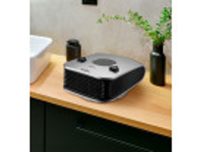  Chauffage soufflant horizontal ABRILA Ardor 2000 W argent et noir, 2 puissances, 3 fonctions, thermostat réglable et sécurité surchauffe 226322010 - Conforama D