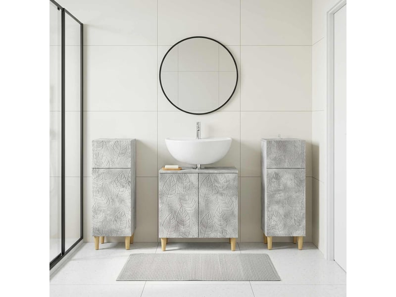 Ensemble de meuble de salle de bain 3 pièces delft gris béton cf63388 - Conforama B