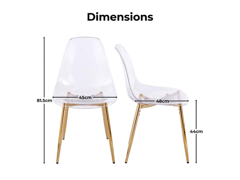  Lot de 4 chaises transparentes acrylique pieds dorés 45x47x81cm  - Conforama E