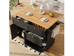 Desserte de cuisine multifonction avec rangement noire 133 cm evryae